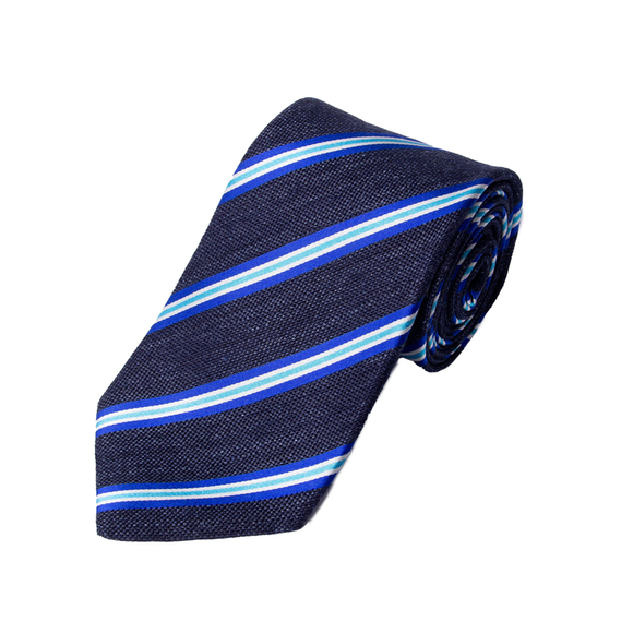 MATTABISCH BLUE MULTI & WHITE STRIPED TIE | MENS - Picture 1 of 4